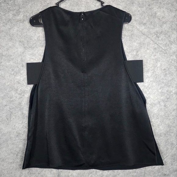 Rag & Bone Black Silky Sleeveless Blouse Side Cut Out Top Size Large - Picture 2 of 13